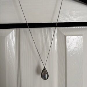 Silver Teardrop Mother-of-Pearl Pendant Necklace